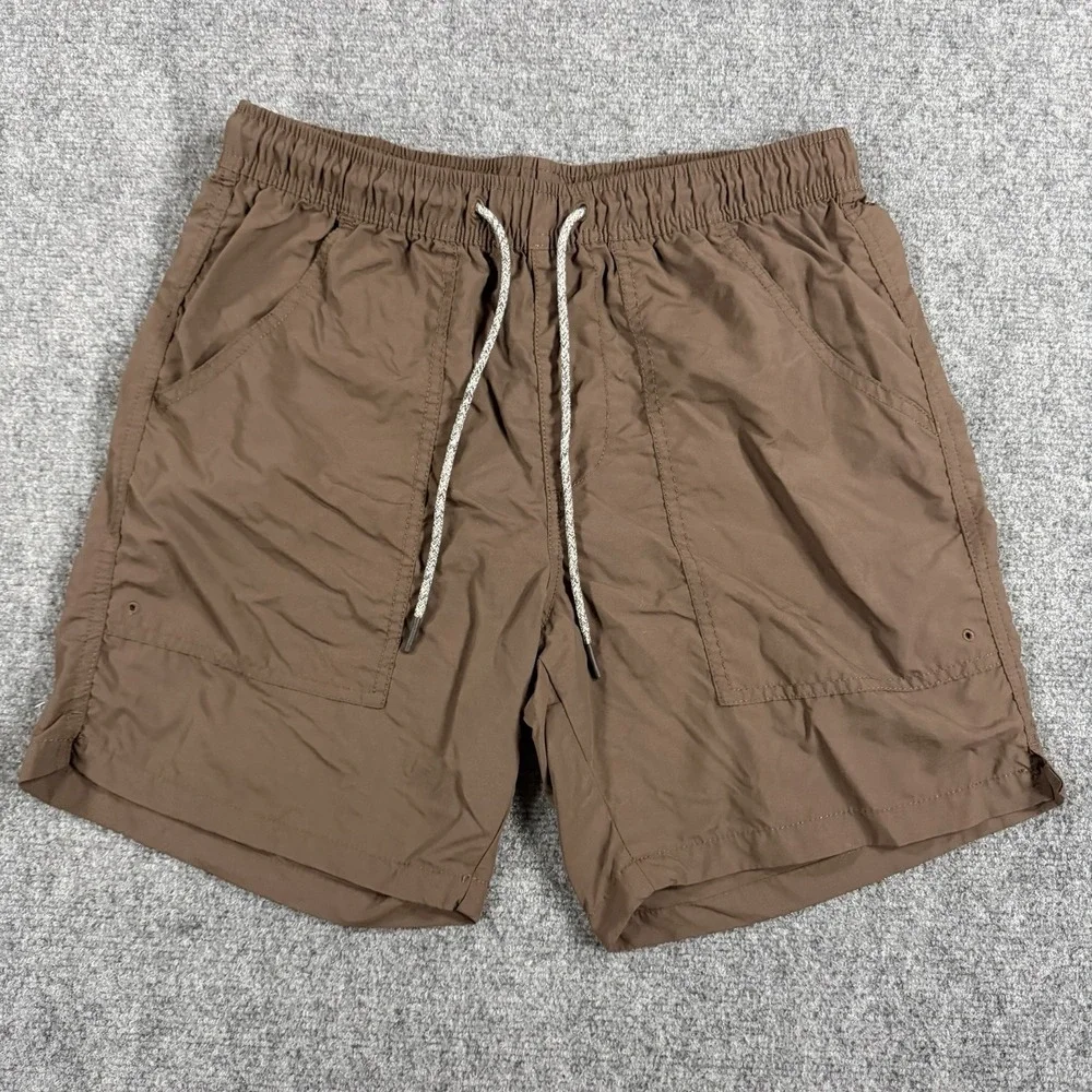 Katin Nylon Shorts Mens Small Brown Beach Swim Trunks Linerless Drawstring
